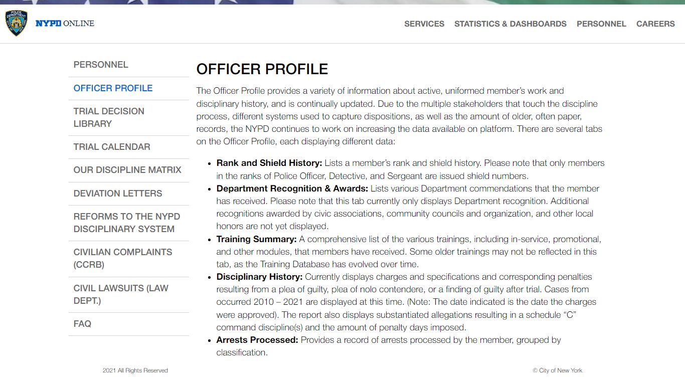 Officer Profile - NYPD Online